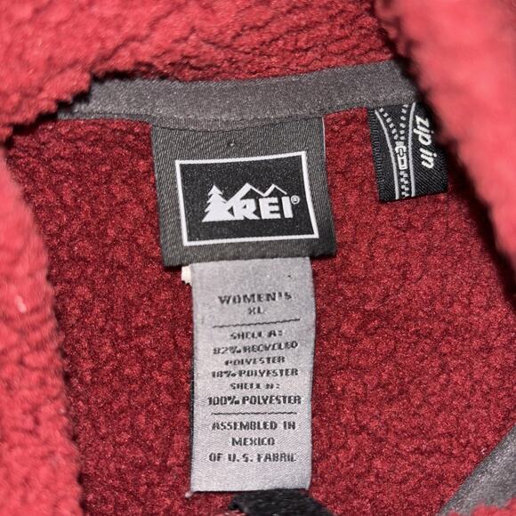 REI Sweatshirt Collared Full Zip Red Fleece Zip Pockets Gorpcore Womens Size XL - Picture 3 of 7